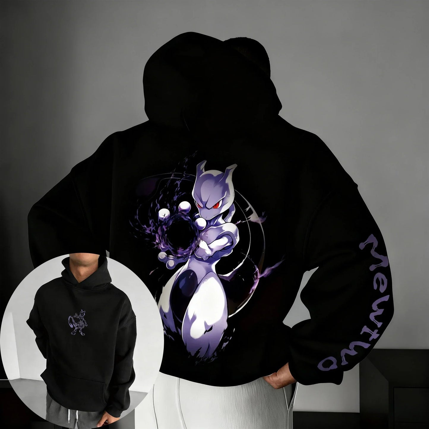 Anime Mewtwo Co Branded Hoodie  Spring/Autumn New Street Hip Hop Men's and Women's Daily Casual Parent Child Top