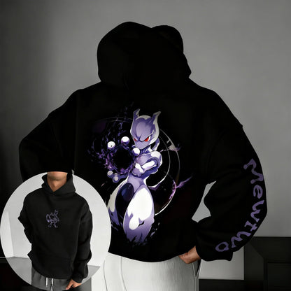 Anime Mewtwo Co Branded Hoodie  Spring/Autumn New Street Hip Hop Men's and Women's Daily Casual Parent Child Top