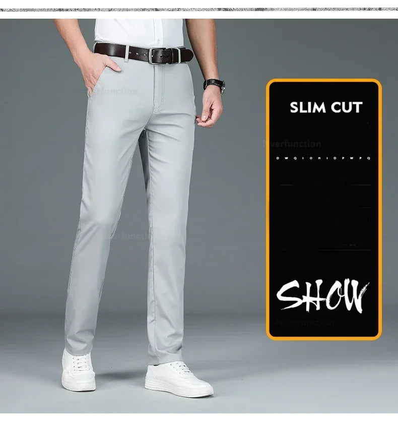 Business Pants Men Summer Clothes New Straight Classic Fashion Casual Long Pants Breathable Formal Trouser Male