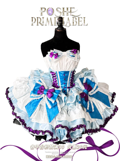 Girls Birthday Lolita Dress 2024 Spring and Summer Women's Tube Top Satin Bowknot Slim Pettiskirt Short Mini Party Dress