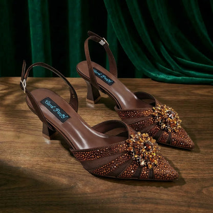 New Itlian Design Blue Color Rhinestone High Heel Shoe And Bag Fashion Style Pointed-Toe Shoes For Comfort Included Women Shoes