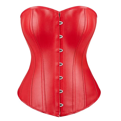 Women Sexy Leather Corset Top Overbust Punk Style Push Up Bustier Body Shaper Slimming Korset