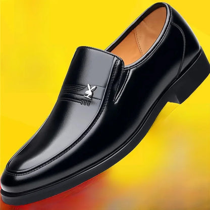 Soft Cowhide Leather Men's Business Shoes Anti-Slip Work Shoes for Middle-Aged And Elderly Fathers Comfortable Breathable Rub...