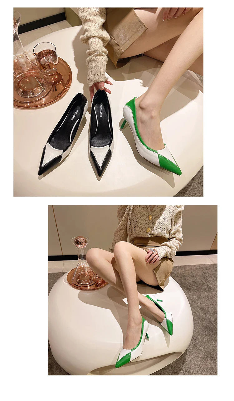 Verão Novas Sandálias Femininas de Bico Fino com Salto Agulha Sapatos Femininos de Salto Alto para Banquetes e Festas Sapatos de Casamento da Moda Scarpins 6,5-9cm
