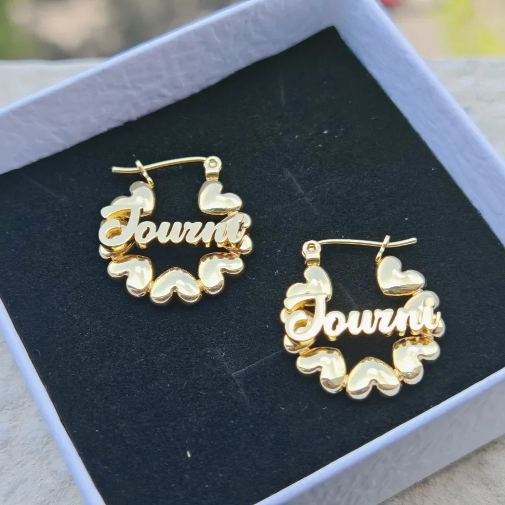 Cute Heart Hoop Gift Customized Name Mini Earrings Personalized Party Jewelry