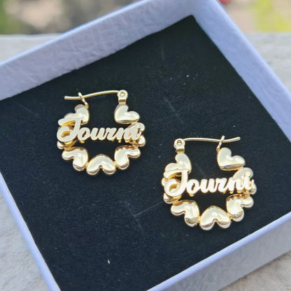 Cute Heart Hoop Gift Customized Name Mini Earrings Personalized Party Jewelry