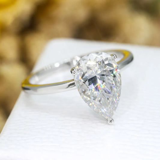 1-4ct Pear Cut Moissanite Engagement Rings for Women D VVS1 Diamond with GRA s925 Sterling Silver Promise Wedding Ring