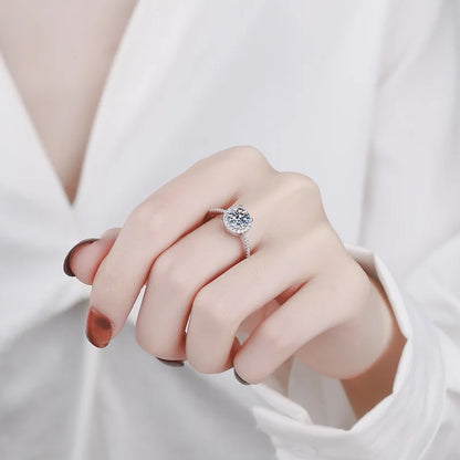 Moissanite Diamond Square Ring D Color 1CT 2CT Real 925 Sterling Silver For Women Wedding Fine Jewelry RI018