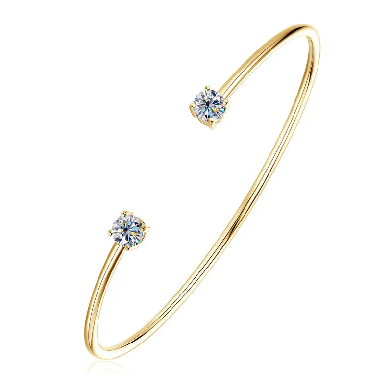 5mm 0.5ct D Moissanite Diamond Cuff Bangle for Women Wedding Bracelet Real Silver 925 Open Bangle Engagement Fine Jewelry