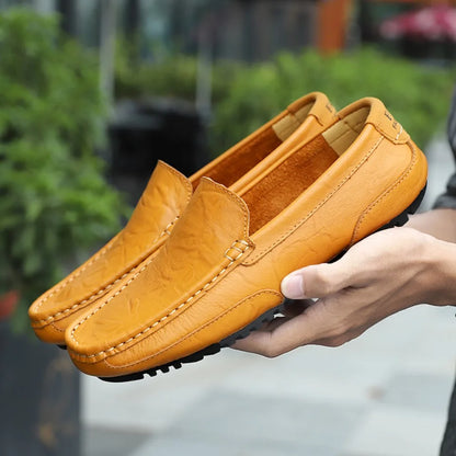Genuine Leather Breathable Mocasines Casual Loafers Leather Shoes For Men Slip On Formal Italian Driving Flat Chaussure Homme