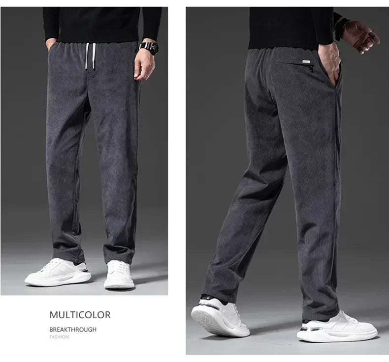 Men's Corduroy Straight Casual Pants Spring Autumn Business Leisure Fashion Trousers Regular Fit Male Pants Brand Clothes