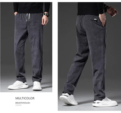 Men's Corduroy Straight Casual Pants Spring Autumn Business Leisure Fashion Trousers Regular Fit Male Pants Brand Clothes