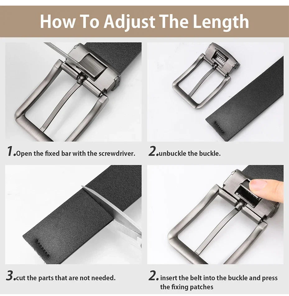Genuine Leather Men's Belt Large Size Casual Belt   Alloy Pin Buckle Business Suit Belt Father's Day Present Gift