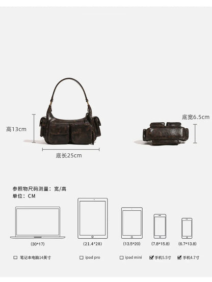 Small Double Pockets Shoulder Bags for Women 2024 New Fashion Trend Designer Underarm Bag Female Handbags and Purses Retro