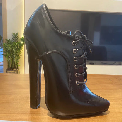 6 Inch High heel Fetish Lace Up Pointy Toe Unisex Drag Queen Pump