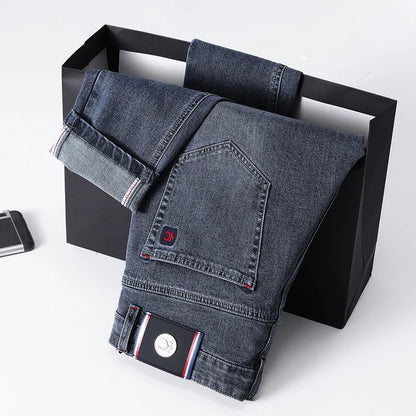 2026 New Men's Slim Fit Straight Leg Jeans European Style Versatile Business Casual Stretchy Long Pants