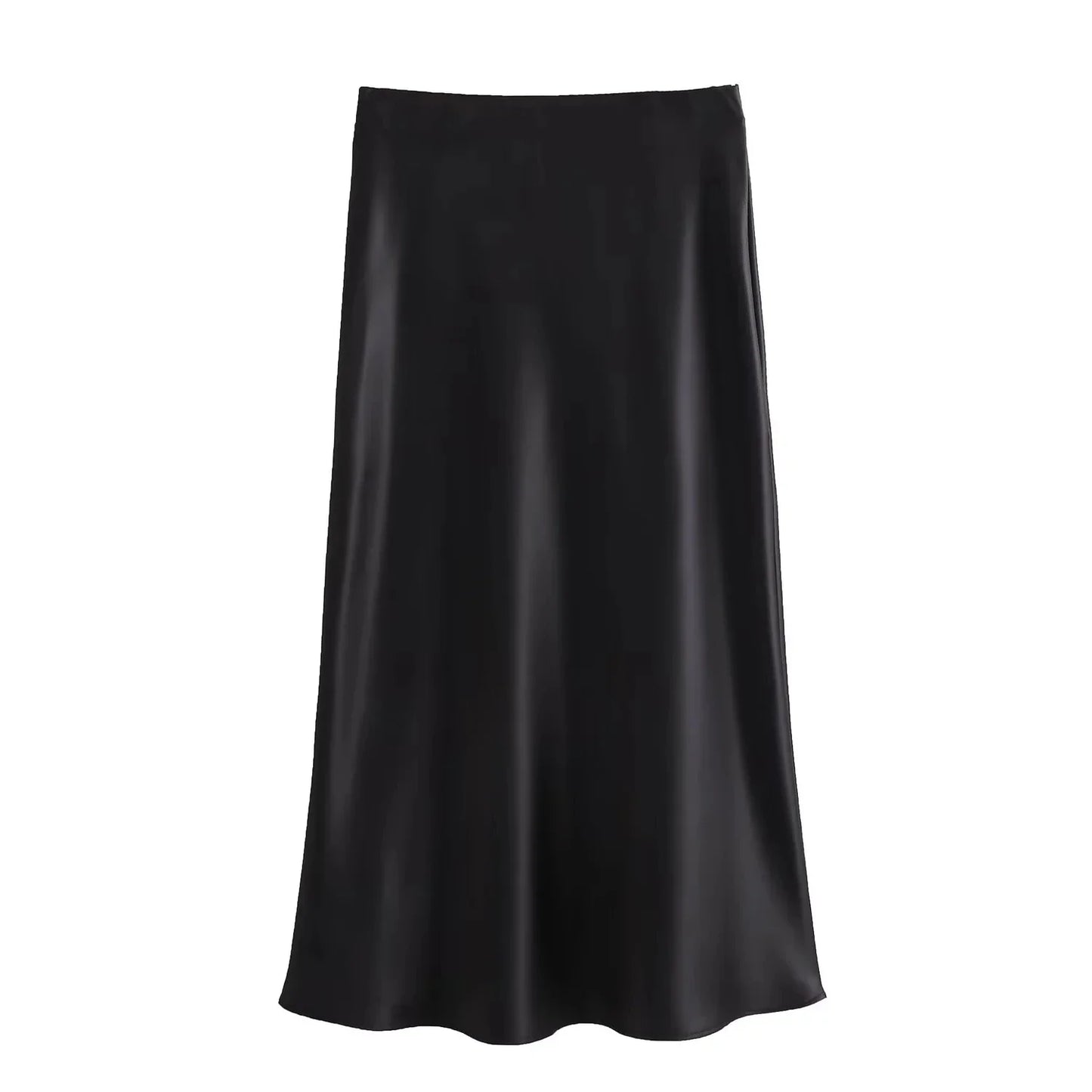 2024 Y2K Casual Women Long Skirt Spring Elastic High Waisted A-Line Casual Female Satin Skirts High Street Lady Skirts