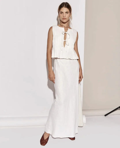 White Bandage Ribbed Tank Top Shirts For Women Hollow Out Sleeveless Slim Summer Fashion Vest Women's Lace-Up Vest Y2k Top