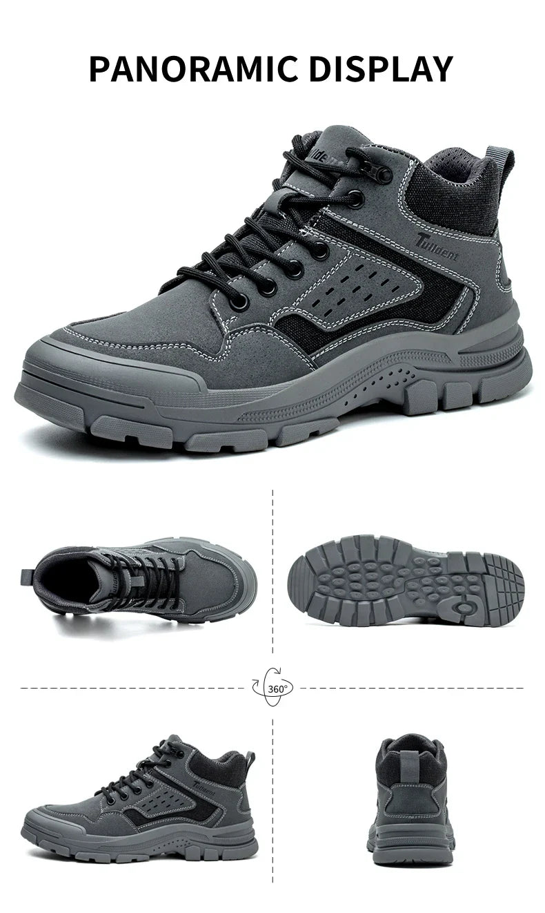 Safety Shoes Men With Steel Toe Cap Anti-smash Men Work Shoes Sneakers Light Puncture-Proof Indestructible Shoes Dropshipping