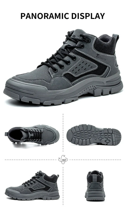 Safety Shoes Men With Steel Toe Cap Anti-smash Men Work Shoes Sneakers Light Puncture-Proof Indestructible Shoes Dropshipping