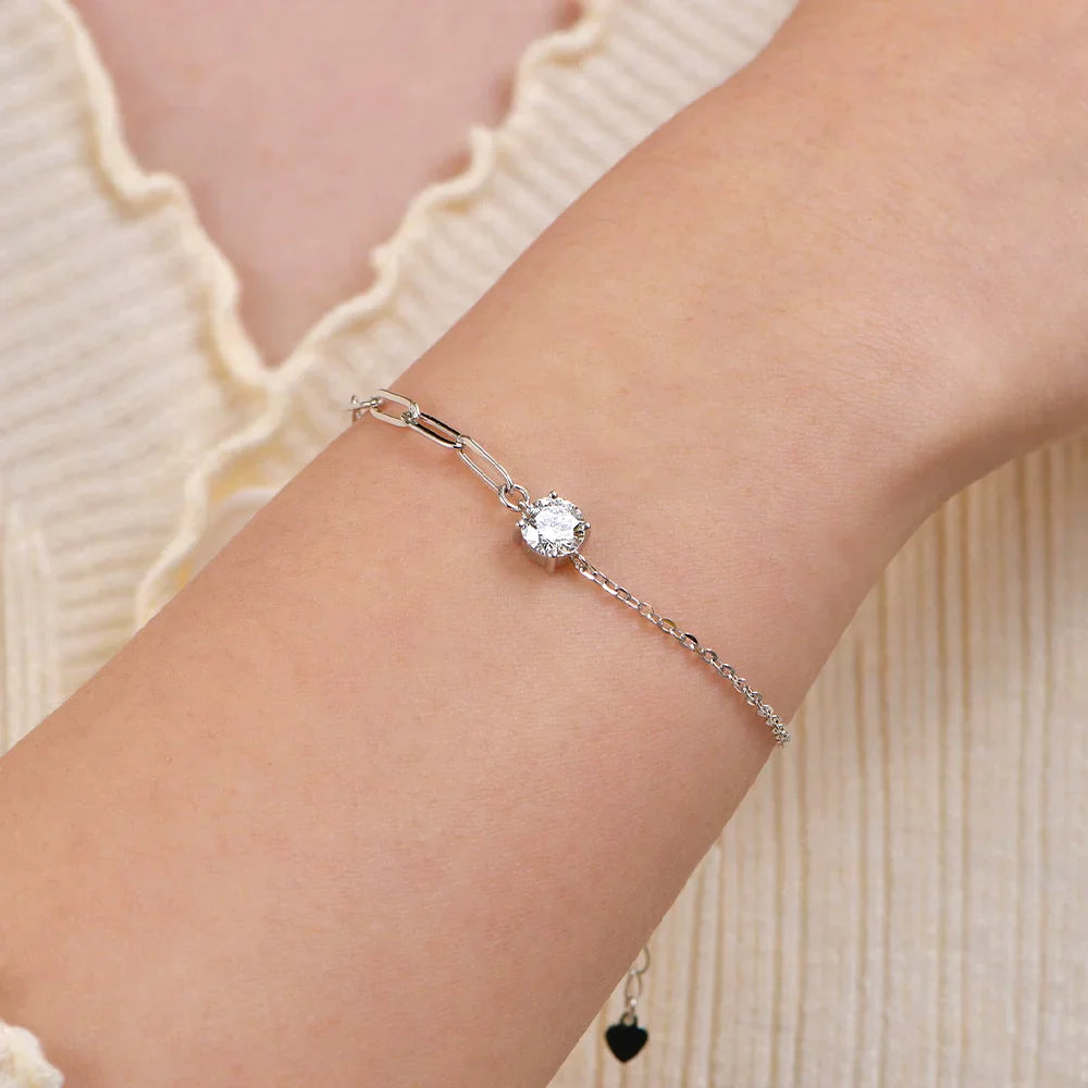 Certified 1CT Round Moissanite Solitaire Bracelet S925 Silver Plated 18K Gold D VVS Lab Diamond WristChain Jewelry Gift