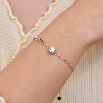 Certified 1CT Round Moissanite Solitaire Bracelet S925 Silver Plated 18K Gold D VVS Lab Diamond WristChain Jewelry Gift