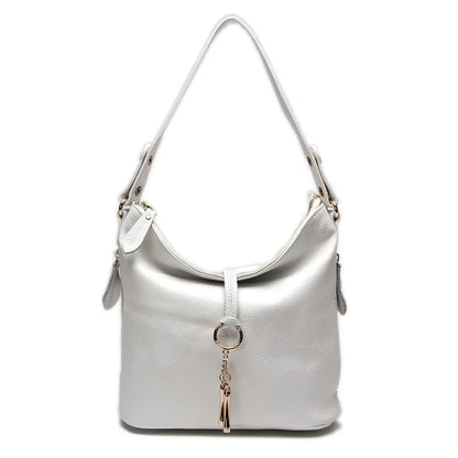 Elegant Blue Women Shoulder Bag 100% Genuine Leather White Hobos Handbag Lady Messenger Purse Charm Lock Decoration Red