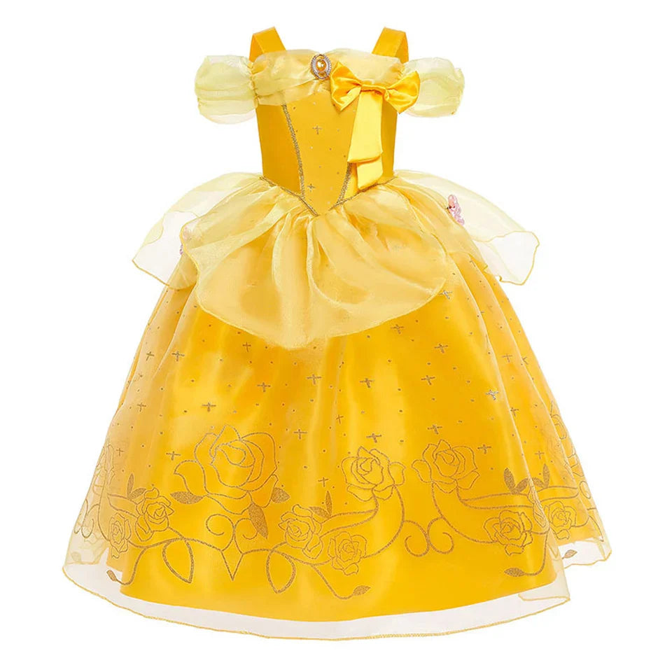 Girls Belle Cosplay Princess Dress Children Beauty Beast Clothes Birthday Carnival Christmas Party Costume Kids Ball Gown 2-11T