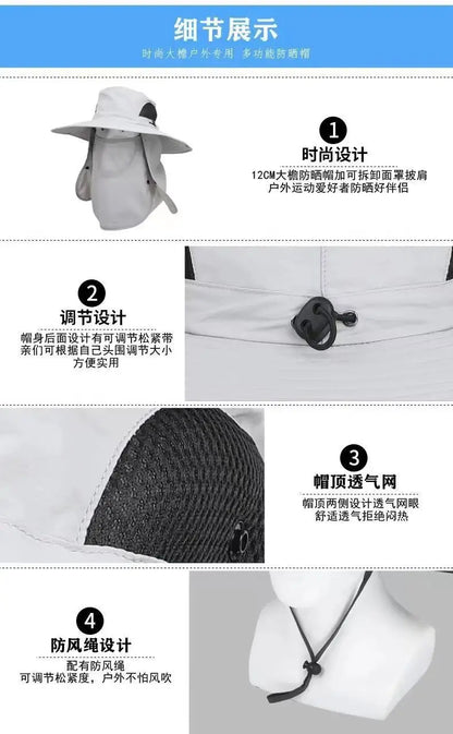 Men Sunshade Hat Big Eave Sunscreen Caps Outdoor Sports Sun Protection Hat