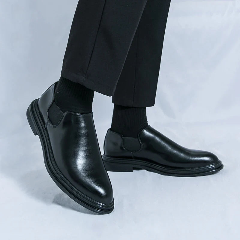 Men's riding boots British low-top short leather boots men's business formal leather shoes genuine leather casual Chelsea boots