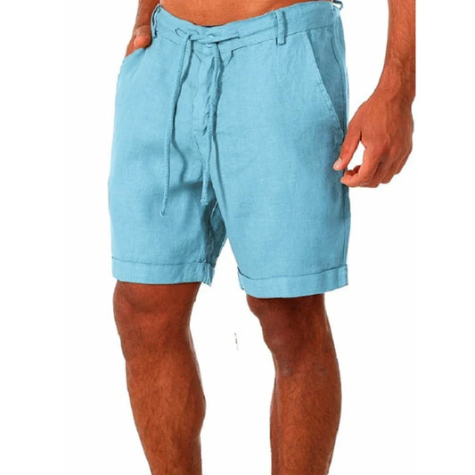 New Men's Cotton Linen shorts Pants Male Summer Breathable Solid Color Linen Trousers Fitness Streetwear S-4XL