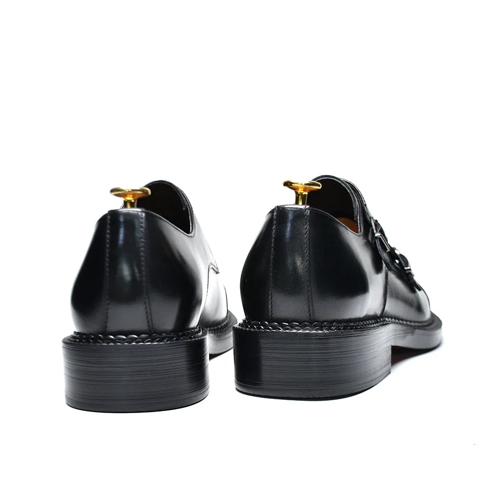 Luxury Genuine Leather Men's Wedding Dress Shoes Buckle Monk Strap Red Sole Cap Toe Black Brown Business Formal Shoes for Man