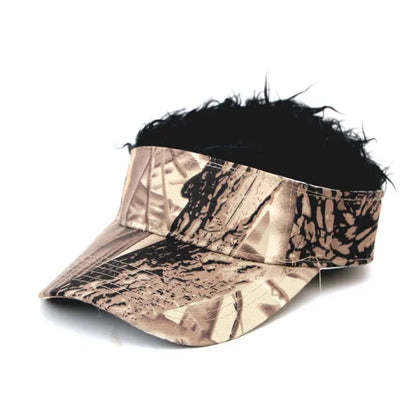 New Unisex Casual Camouflage Visor Hat Men Women Adjustable Sun Sunshade Hip Hop Baseball Cap With Spiked Hairs Wigs Casquatte