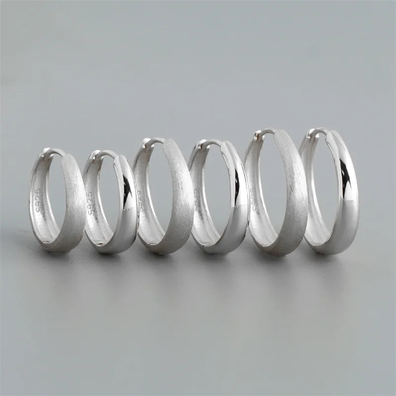 925 Sterling Silver Simple Statement Matte Large Huggies Hoop Earrings for Men Women Fine Gothic Punk Charms S925 Jewelry