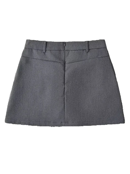 Women Fashion Solid Back Zipper A-Line Mini Skirt Vintage High Waist Female Chic Lady Skirts