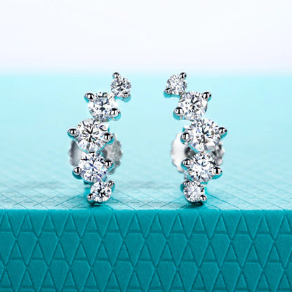 1.04cttw Moissanite Stud Earrings 925 Sterling Silver Gold Plated Lab Created Diamond Smile Earrings For Women Jewelry