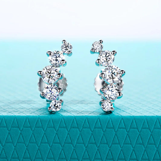 1.04cttw Moissanite Stud Earrings 925 Sterling Silver Gold Plated Lab Created Diamond Smile Earrings For Women Jewelry