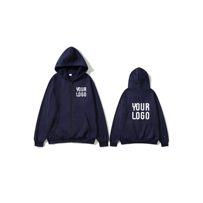 Solid color zipper hoodie | Customizable text pattern jacket | unisex, team customization