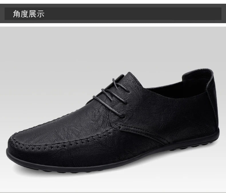 Men's leather shoes soft soles four seasons plus size casual leather shoes fashion trendy youth party Versatile driving shoes