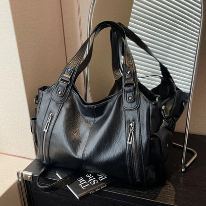 Daily Business Commuting Large Capacity Tote Hand Bags Soft Pu Leather Shoulder Bags for Women Zipper Women's Handbags Quality