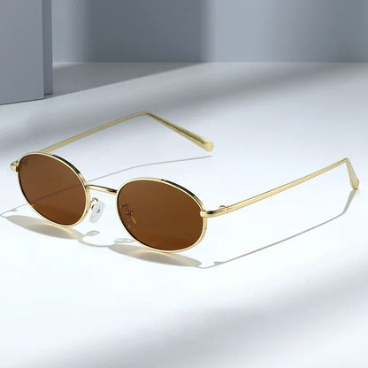 Retro Small Oval Metal Frame Women Sunglasses UV400 Men Punk Sun Glasses