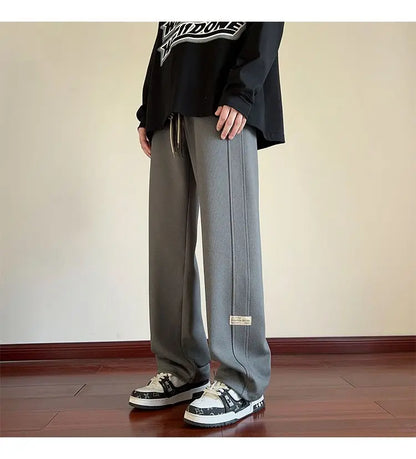 High-street cool pineapple plaid straight-leg wide-leg pants for men, casual outdoor party loose floor-length pants