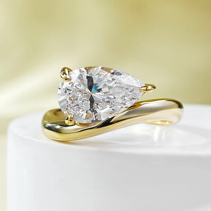 1.5CT 3CT Pear Cut Moissanite Solitaire Rings for Women Wedding Luxury 925 Solid Silver Womans Ring Lab Diamond Jewelry