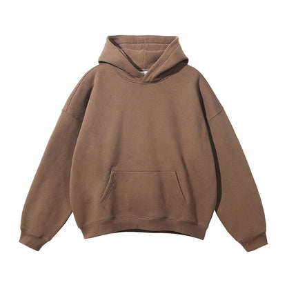 Thick 350gsm Fleece Hooded Hoodies For Men Unisex Winter Oversized Loose Basic Solid Sweatshirts Pullovers Coats HY0631