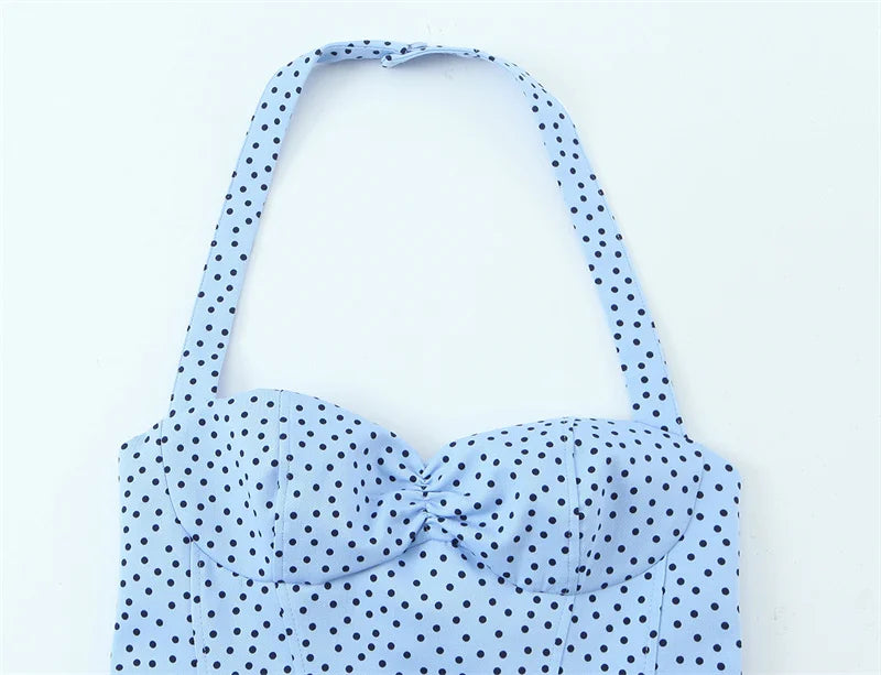 Women's Top 2026 Summer New Style Solid Color Polka Dot Decor Halter Neck Sexy Top Vacation Style Fashionable and Unique