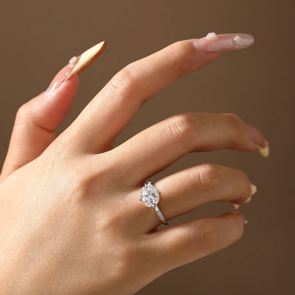 New Oval Cut 4.0CT Moissanite Rings for Women 925 Silver 18K Gold Plated Wedding Ring Exquisite Engagement Fine jewelry