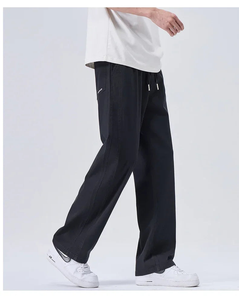 Brand Soft Jeans for Men Spring Thin Draped Comfortable Straight Trousers Drawstring Male Baggy Denim Pants Streetwear