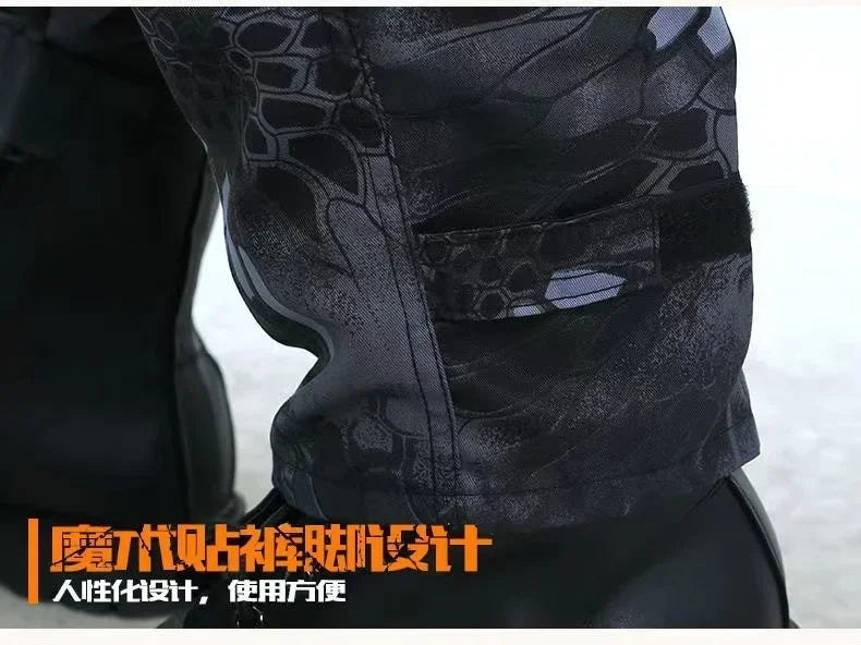 Labor Insurance Cloth Uniform Men's Soft Tracksuit Outdoor Suit Designer Clothes Black Python Pattern Wear-resistant Overalls