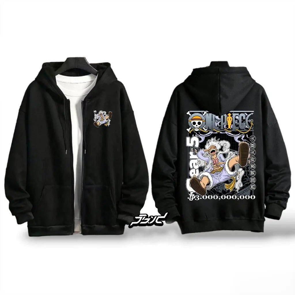 One Piece Gear 5 Luffy Anime Hooded Sweatshirt Men Women Zip Up Jacket Streetwear Casual Pullover Autumn Cartoon Graphic Hoodie