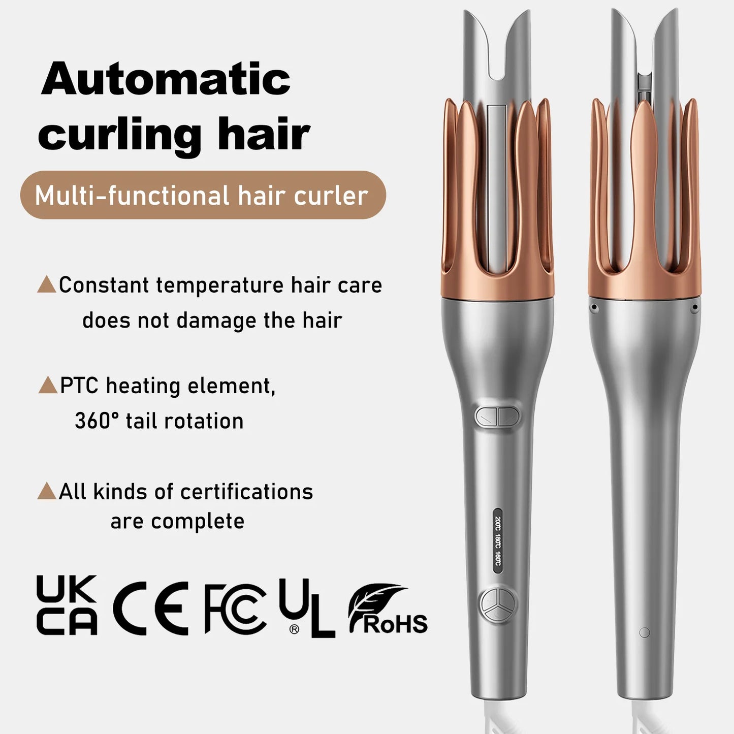 3 grades LCD display 32mm Silver Automatic Curling Iron Large Curling Female Hair Styling Tool Big Wave Salon Accessories Tool